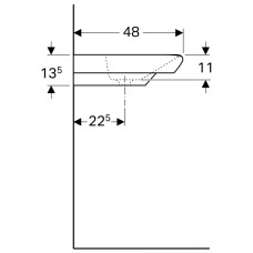 Geberit 125480600 myDay Умывальник 80 см, с 1 отверстием под смеситель., без перелива, з защитным покрытием KeraTect, цвет белый глянец