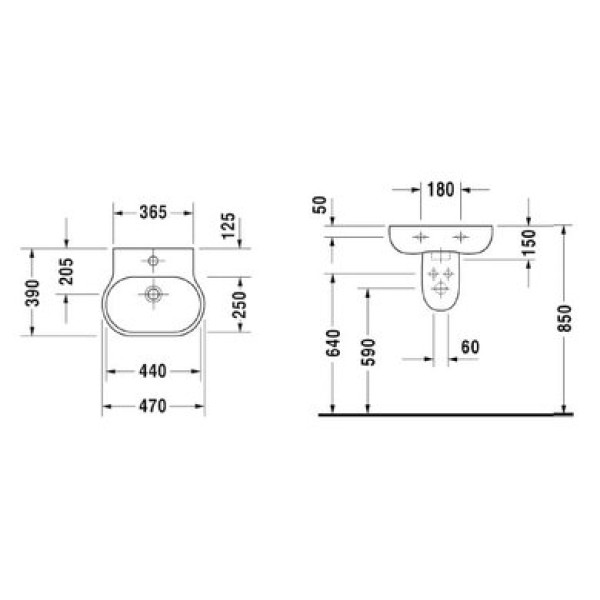 Плитка керамогранит Керамическая раковина 47 см Duravit Bathroom Foster 0419470000 для пола