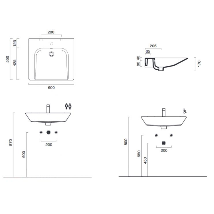Керамическая раковина 60 см Catalano Sfera