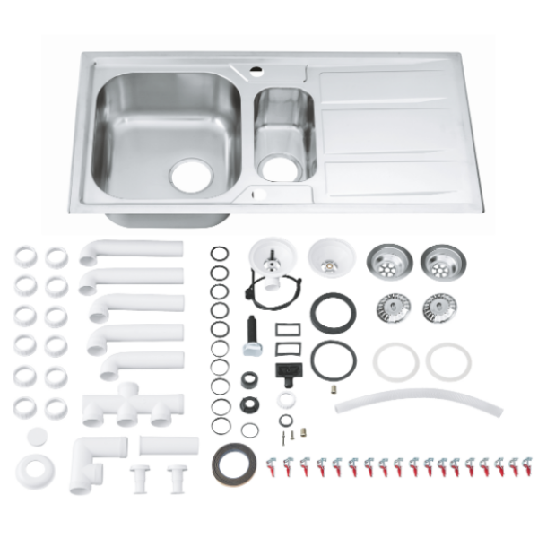 Мойдка для кухни Grohe 983x513 мм с эксцентриком, 2 чаши, матовая (31569SD0)