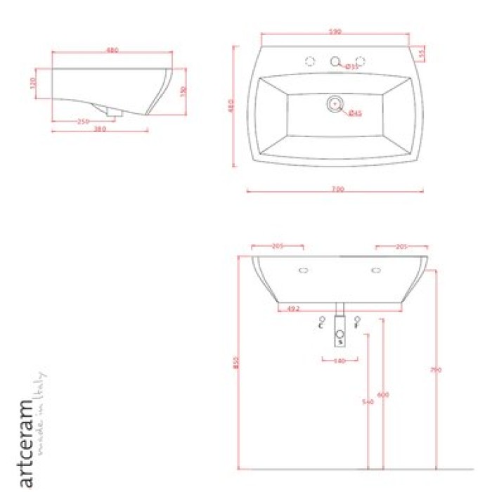 Керамическая раковина 70 см Artceram Jazz, white glossy (JZL005 01;00) Керамическая раковина 70 см Artceram Jazz, white glossy (JZL005 01;00)