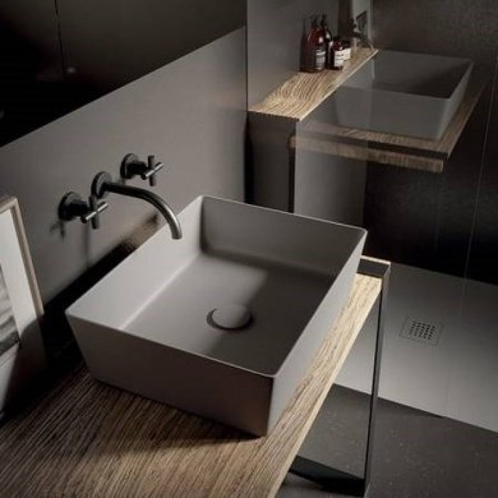 Керамическая раковина 50 см Hatria Happy Hour Slim 11:00s, cement (A0Y1VH07)