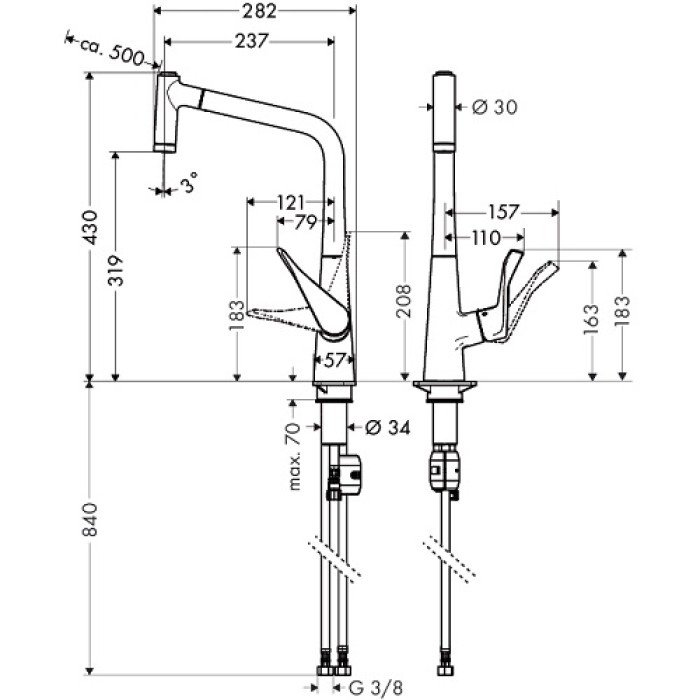 Смеситель для кухни Hansgrohe Metris 14820000 Смеситель для кухни Hansgrohe Metris 14820000