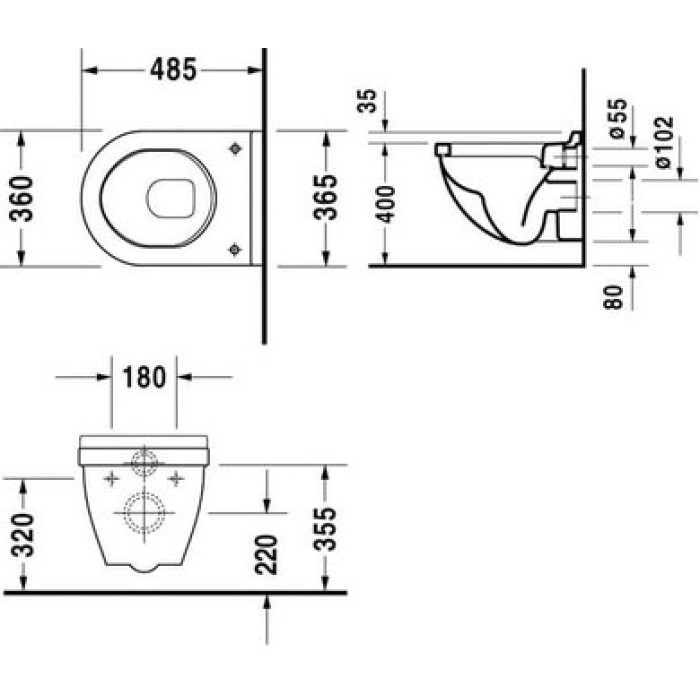 Плитка керамогранит Подвесной унитаз укороченный Duravit Starck 3 2227090000 для пола