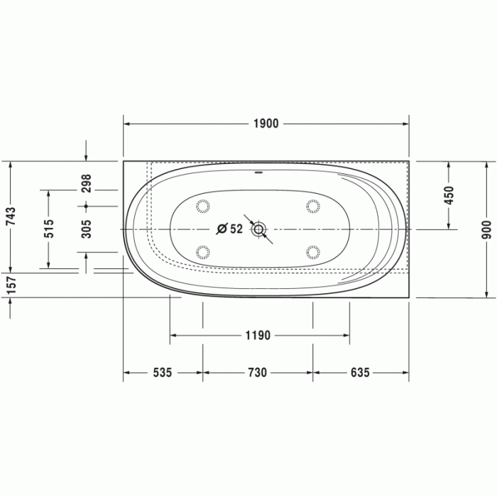 Cape Cod ванна асимметричная 190 см, правосторонняя 700363000000000 в интернет-магазине «Estet Room»