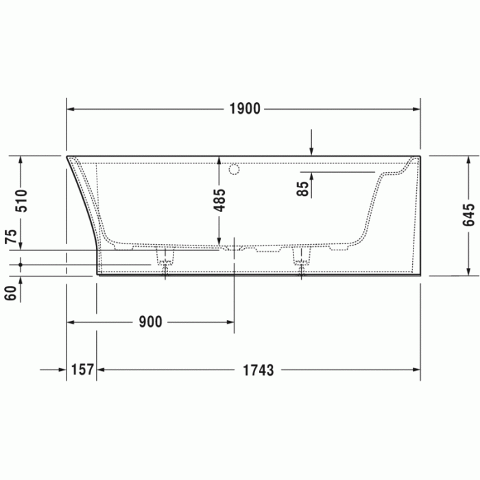 Cape Cod ванна асимметричная 190 см, правосторонняя 700363000000000 в интернет-магазине «Estet Room»