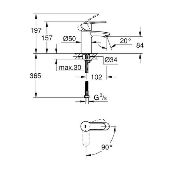 Смеситель для раковины Grohe Eurostyle cosmopolitan S-Size 2337320E
