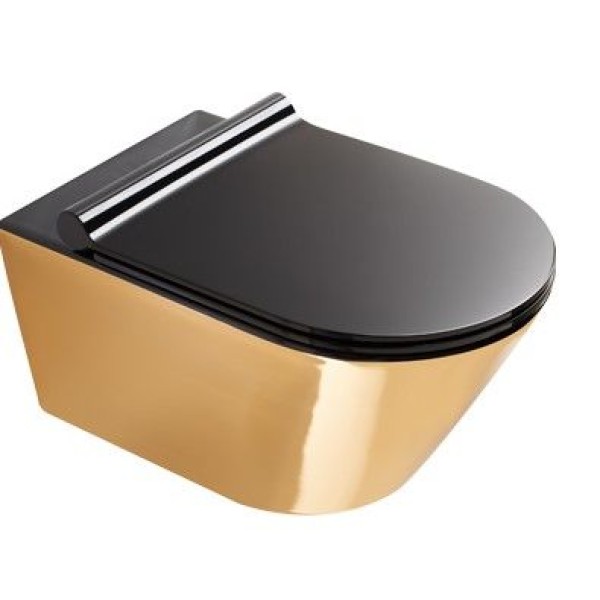Подвесной безободковый унитаз Catalano Gold&Silver NewFlush, gold/black