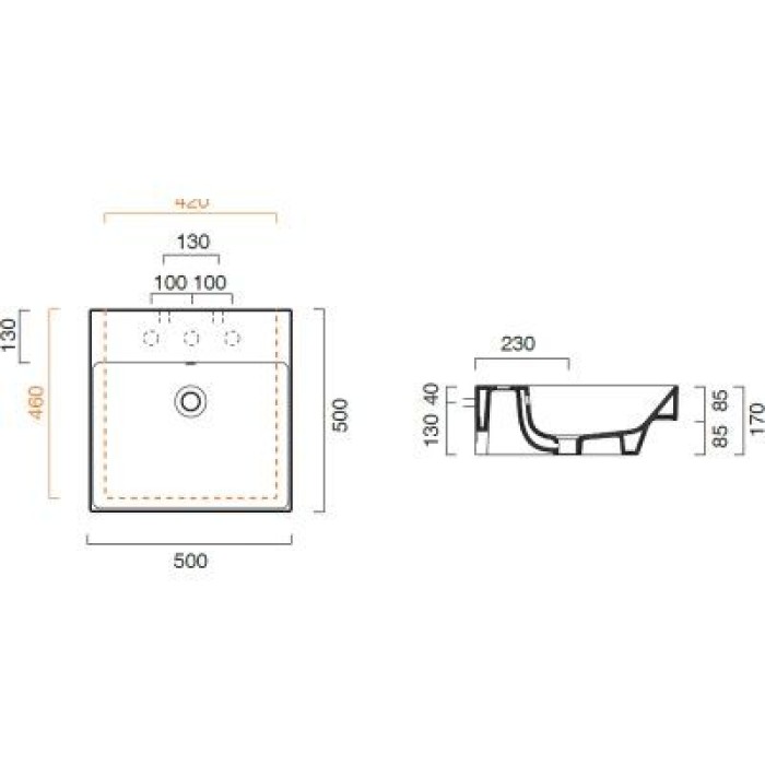 Керамическая раковина 50 см Catalano NEW ZERO, bianco lucido Керамическая раковина 50 см Catalano NEW ZERO, bianco lucido
