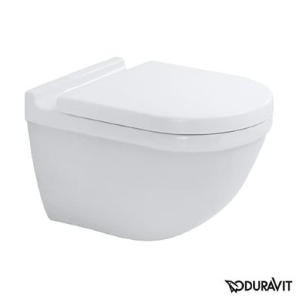 Плитка керамогранит Подвесной безободковый унитаз с крышкой Duravit Rimless Starck 3 45270900A1 для пола