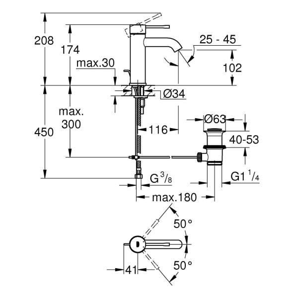 Grohe Essence Смеситель однорычажный для раковины S-Size (23589GN1)