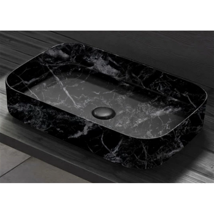 Раковина накладная 60 см Cielo Shui Comfort, черный мрамор