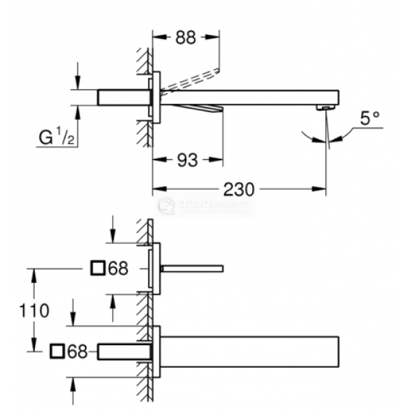 Grohe Eurocube Joy Смеситель для раковины на два отверстия L-Size (19998000)