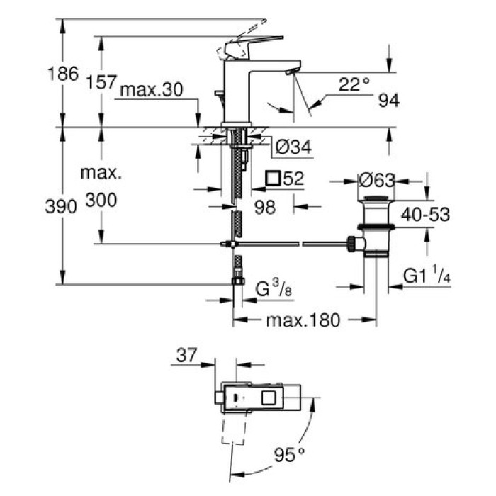 Смеситель для раковины Grohe Eurocube S-Size 2339000E