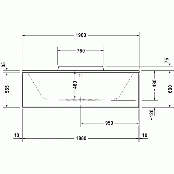 DuraStyle ванна прямоугольная 190 см 700299000000000 в интернет-магазине «Estet Room»
