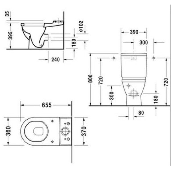 Плитка керамогранит Унитаз-компакт Duravit Starck 3 0126010000 для пола