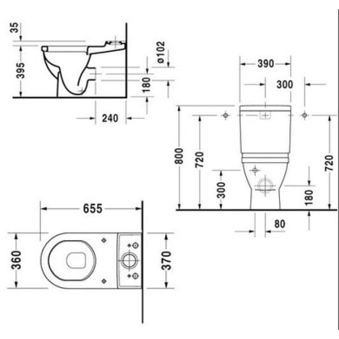 Плитка керамогранит Унитаз-компакт Duravit Starck 3 0126010000 для пола