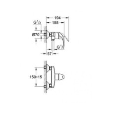 Grohe BauCurve Смеситель однорычажный для душа (32807000)