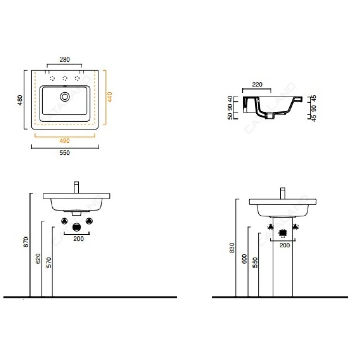 Керамическая раковина 55 см Catalano New Light