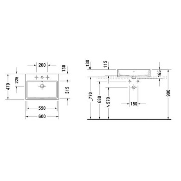 Плитка керамогранит Керамическая раковина 60 см Duravit Vero Air 2352600000 для пола