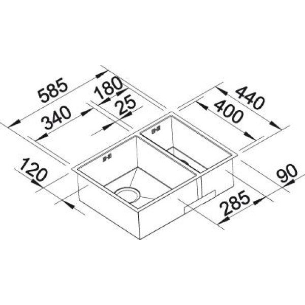 Мойка для кухни Blanco Zerox 340/180-U чаша справа  521614