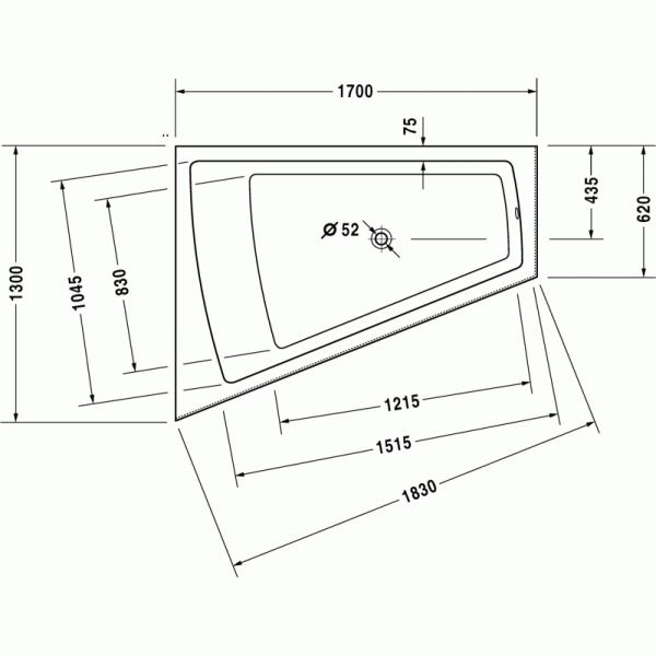 Paiova ванна асимметричная 170 см, левосторонняя 700266000000000 в интернет-магазине «Estet Room»