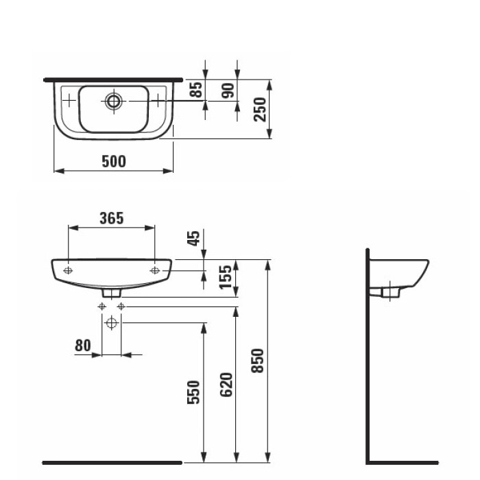 Умывальник Laufen Pro B H8169570001051 левый
