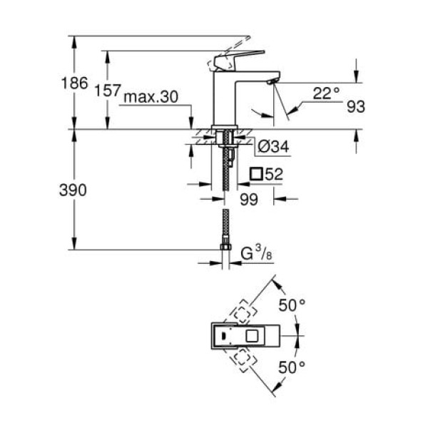 Смеситель для раковины Grohe Eurocube S-Size 2313200E