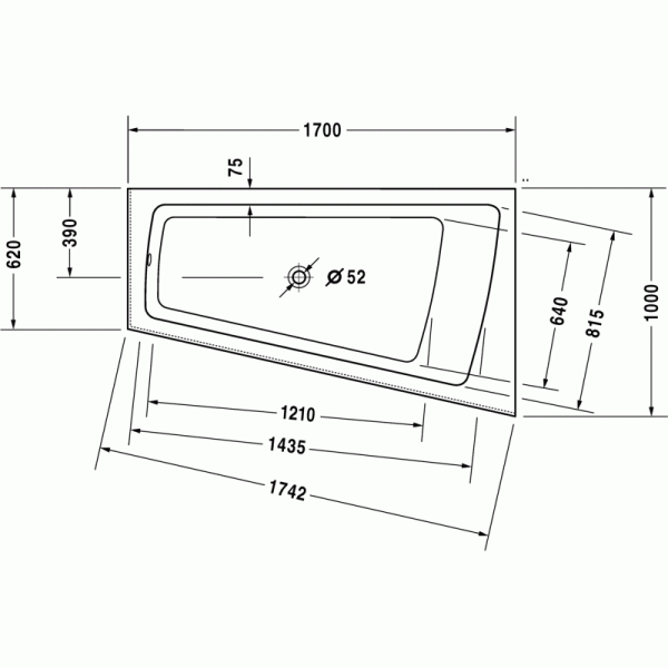 Paiova ванна асимметричная 170 см, правосторонняя 700265000000000 в интернет-магазине «Estet Room»