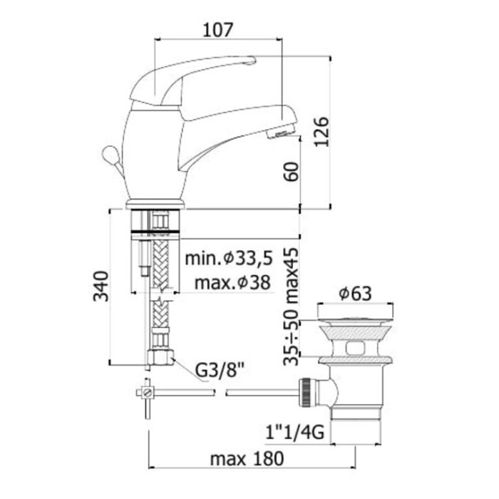 Смеситель для раковины Paffoni Pinguino (PI075CR)