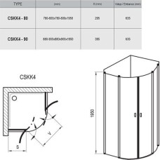 Душевая кабина Ravak CSKK4- 80 Белый Transparent