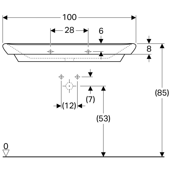 Раковина Geberit myDay 1000x480 мм, без перелива, белый глянец, KeraTect 125400600