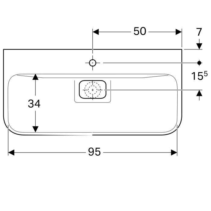 Раковина Geberit myDay 1000x480 мм, без перелива, белый глянец, KeraTect 125400600