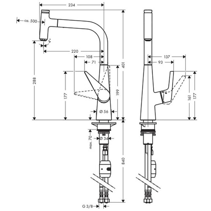 Смеситель для кухни Hansgrohe Talis Select S 72821000 Смеситель для кухни Hansgrohe Talis Select S 72821000