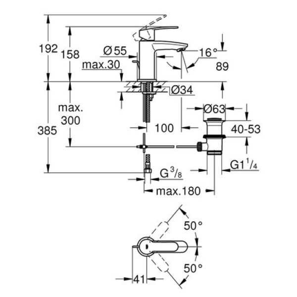 Смеситель для раковины Grohe Eurostyle cosmopolitan S-Size 23037002