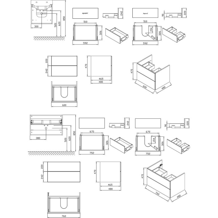Тумба под умывальник Ravak SD- 600 Rosa II Береза/Белый