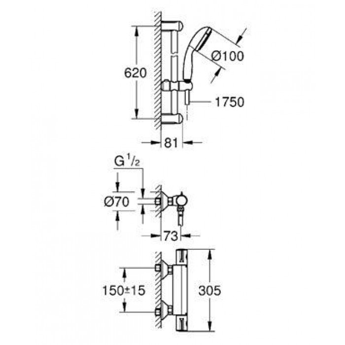 Grohe Grohtherm 800 Термостат для душа с душевым гарнитуром (34565000)