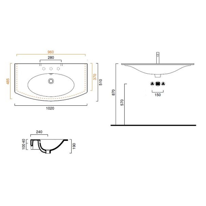 Керамическая раковина 102 см Catalano Velis