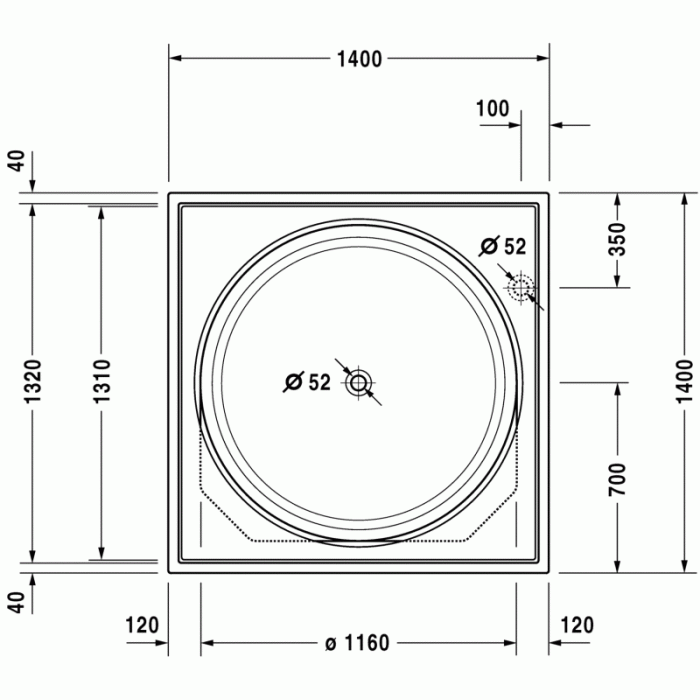 Blue Moon ванна квадратная 140 см 700143000000000 в интернет-магазине «Estet Room»