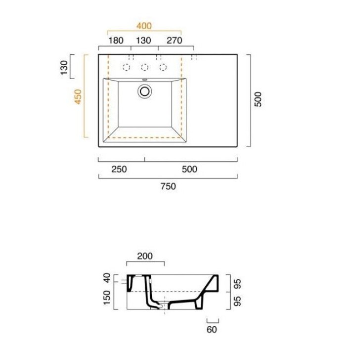 Керамическая раковина 75 см Catalano Zero