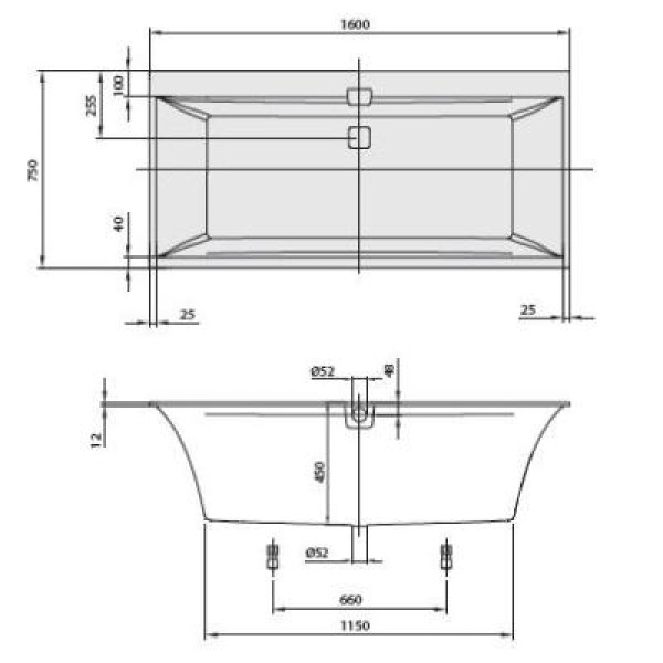Ванна квариловая Villeroy&Boch Squaro Edge 12 UBQ160SQE2DV-01 + ножки +сифон