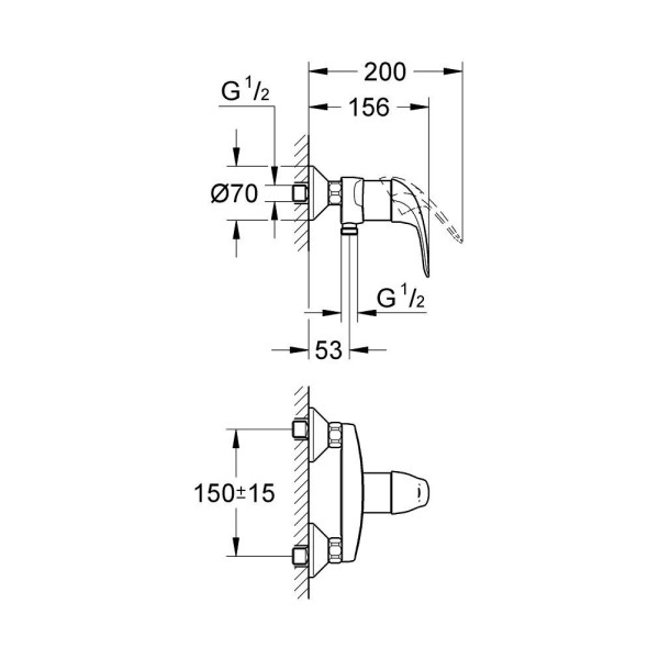 Grohe Euroeco Смеситель однорычажный для душа (32740000)