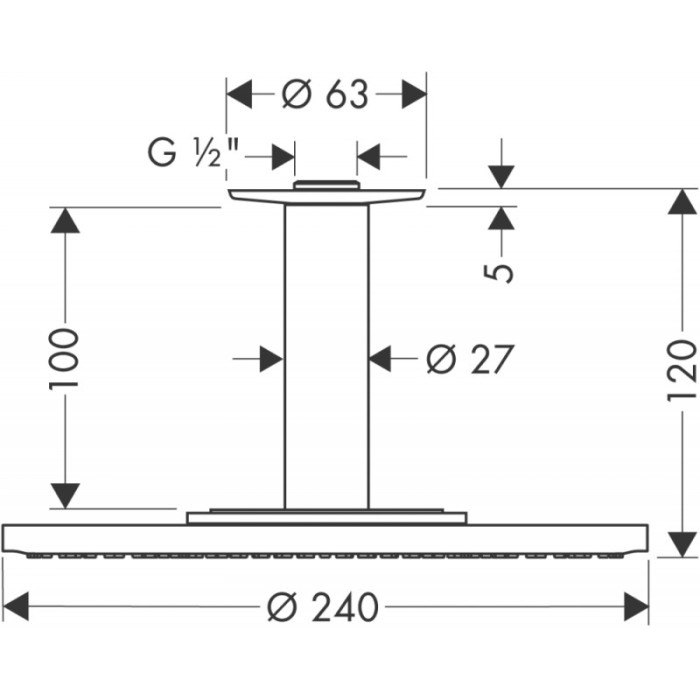 Верхний душ Hansgrohe Raindance S 240 Air 1jet EcoSmart 27463000
