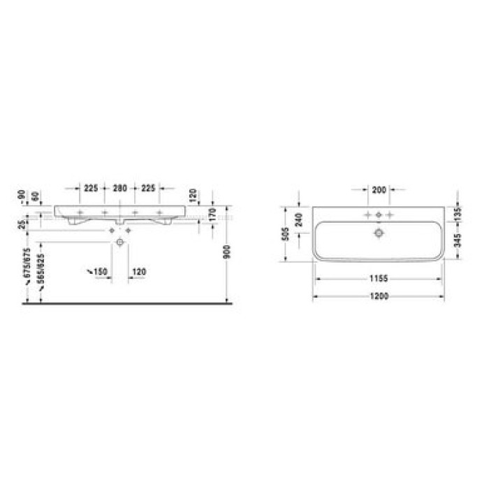 Плитка керамогранит Керамическая раковина 120 см Duravit Happy D.2 2318120027 для пола