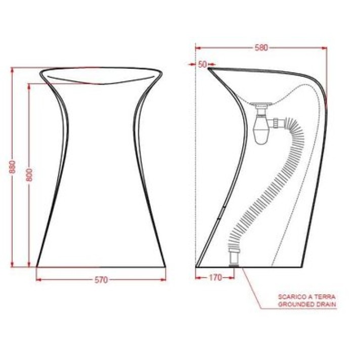 Каменная раковина 57 см Artceram Miss, white (OSL012 01; 00)