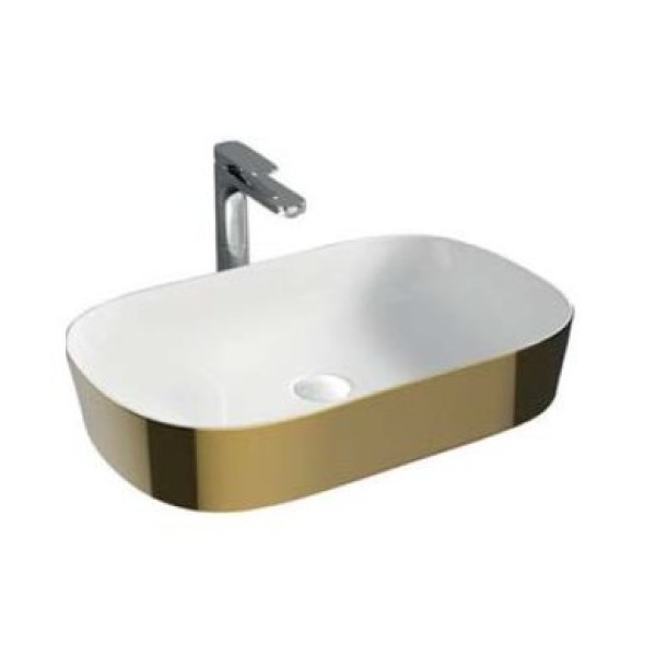 Керамическая раковина 65 см Artceram Ghost, white glossy/gold bicolor (GHL002 01; 56)