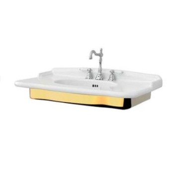 Керамическая раковина 92 см Artceram Hermitage, white glossy/gold bicolor (HEL005 01; 56)