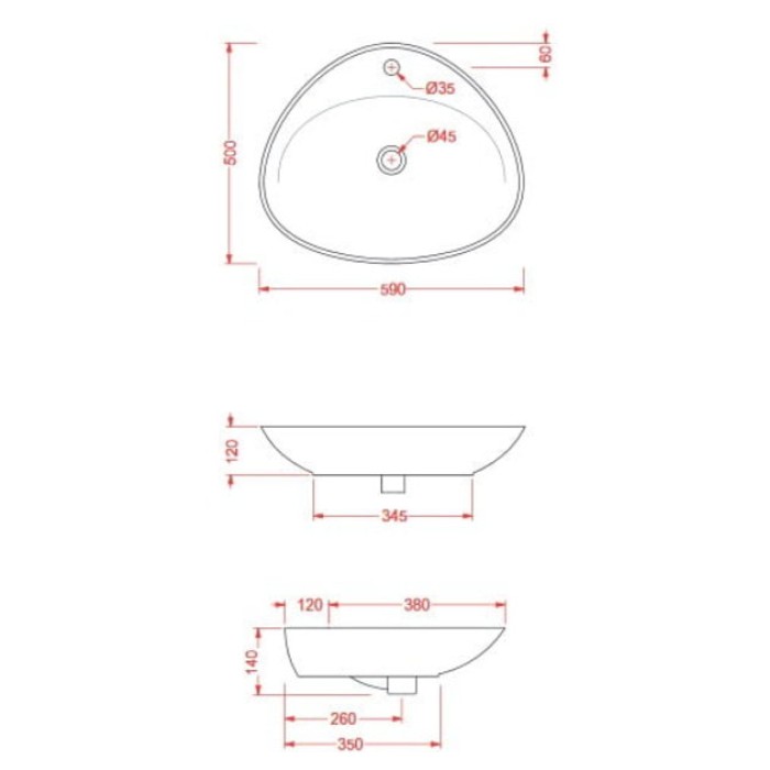 Керамическая раковина 59 см Artceram BS, white glossy (BSL001 01; 00)
