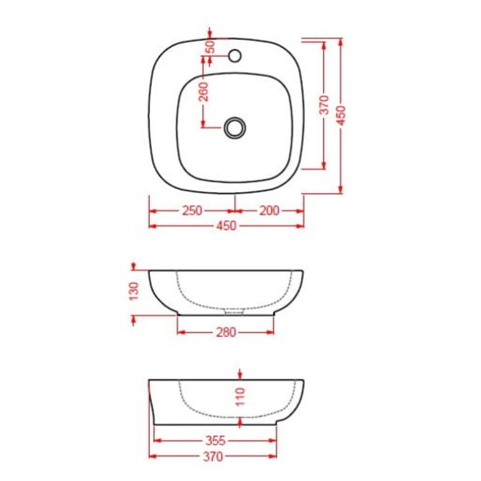 Керамическая раковина 45 см Artceram Dial, white glossy (DAL002 01; 00)