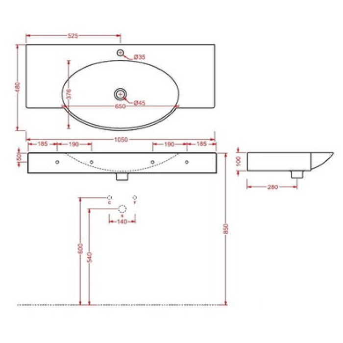 Керамическая раковина 105 см Artceram Swing, white glossy (SWL002 01; 00)